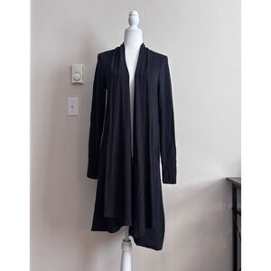 Athleta Pranayama Long Wrap Womens Small Black Open Front Cardigan Yoga Workout